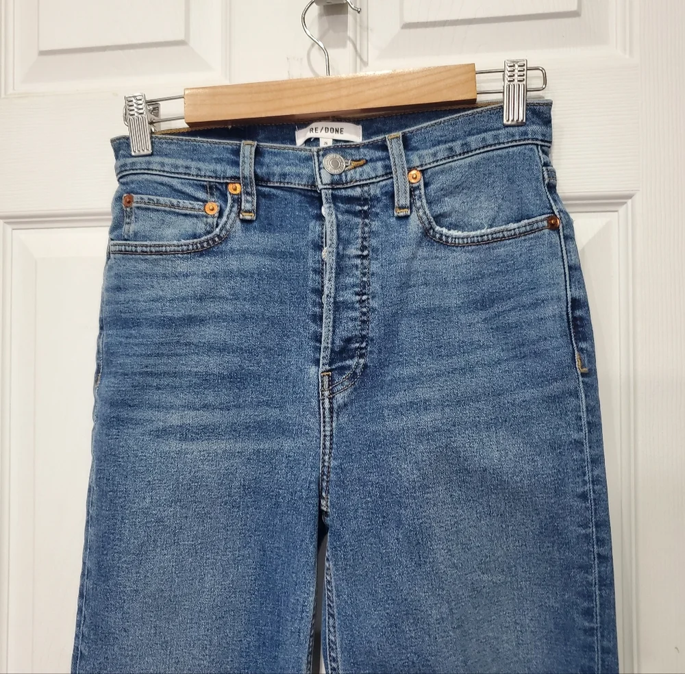 RE/DONE 70s High Rise Stove Pipe straight-leg jeans Size 26 - Picture 2 of 14